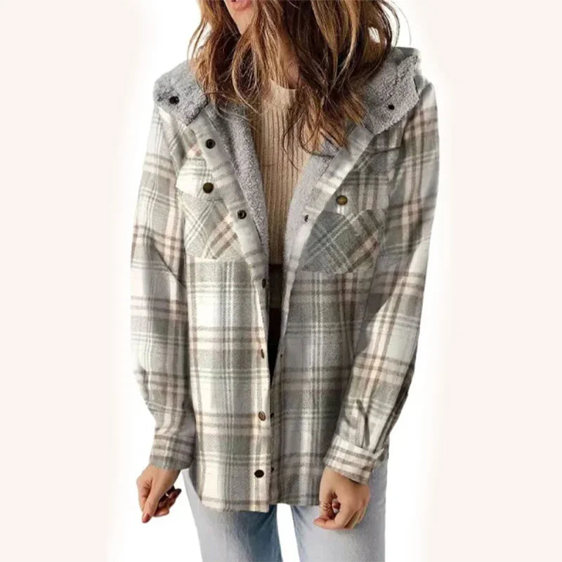 Women's Plaid Fleece Lined Jacket