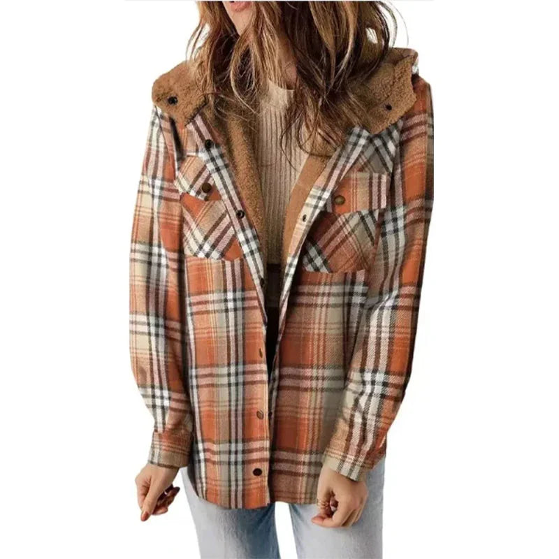 Women's Plaid Fleece Lined Jacket